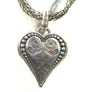 Silver Etched Heart Necklace
